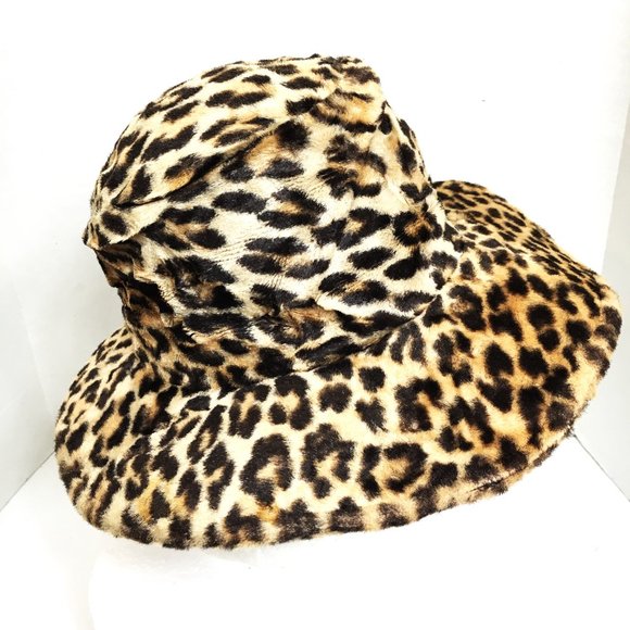 VTG Joseph Magnin Mr. Paul Faux Leopard Short Fur Bucket Hat - Picture 3 of 12